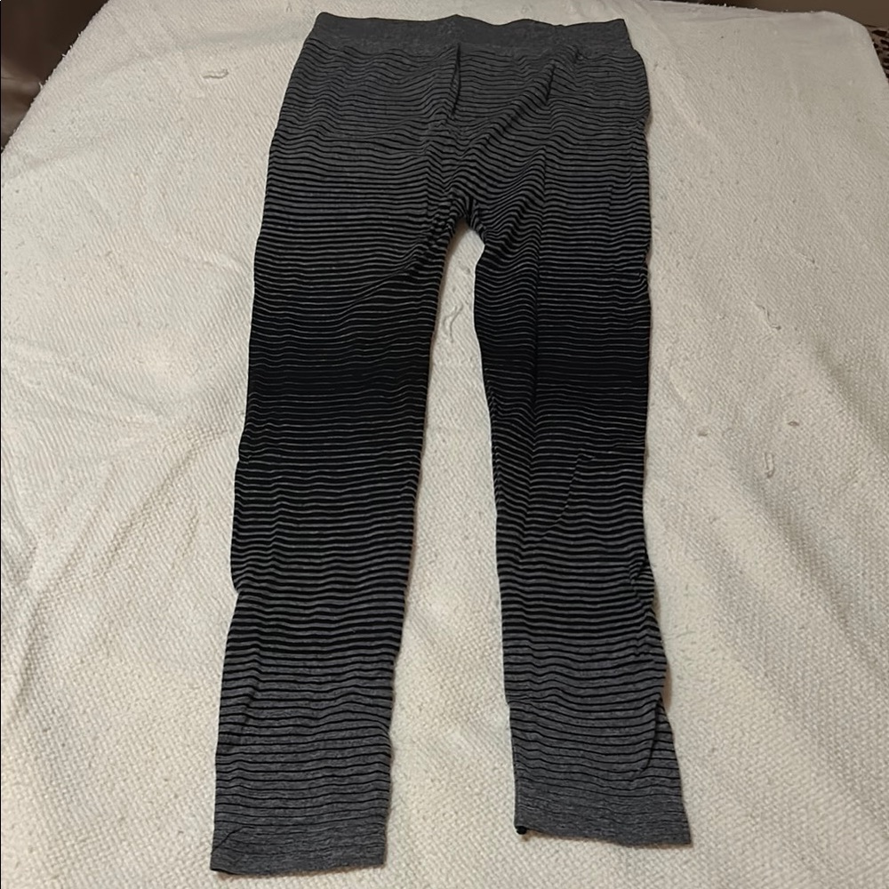 Women’s Black and Gray Striped leggings. New never worn. NWOT